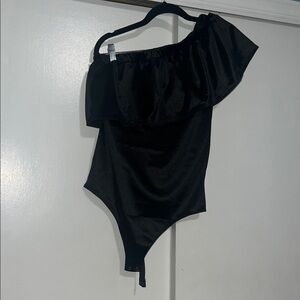 Express Black Off-Shoulder Ruffle Bodysuit